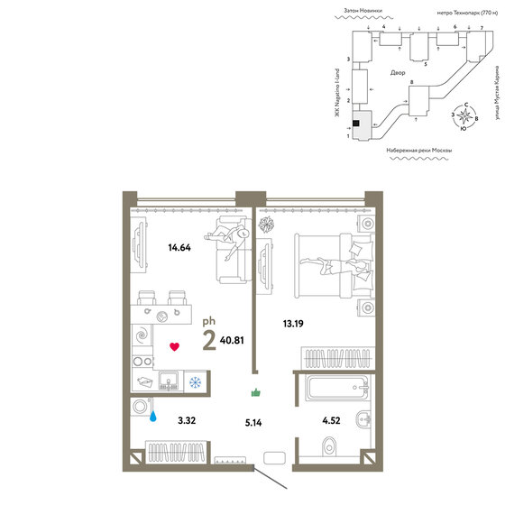 40,8 м², 2-комнатная квартира 24 190 000 ₽ - изображение 28