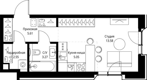 Квартира 30,1 м², студия - изображение 2