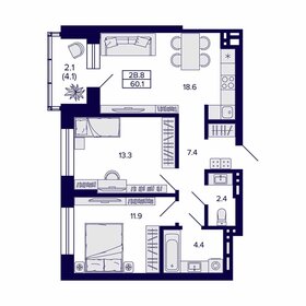 60,1 м², 2-комнатная квартира 6 770 000 ₽ - изображение 15