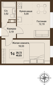 Квартира 40,8 м², 2-комнатная - изображение 1