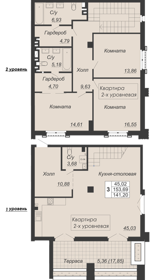 141,2 м², 3-комнатная квартира 52 244 000 ₽ - изображение 1