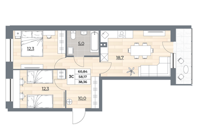63,8 м², 3-комнатная квартира 9 250 000 ₽ - изображение 85