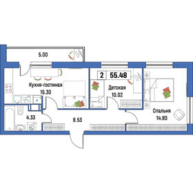 Квартира 55,5 м², 2-комнатная - изображение 1