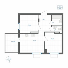 Квартира 49,6 м², 2-комнатная - изображение 1