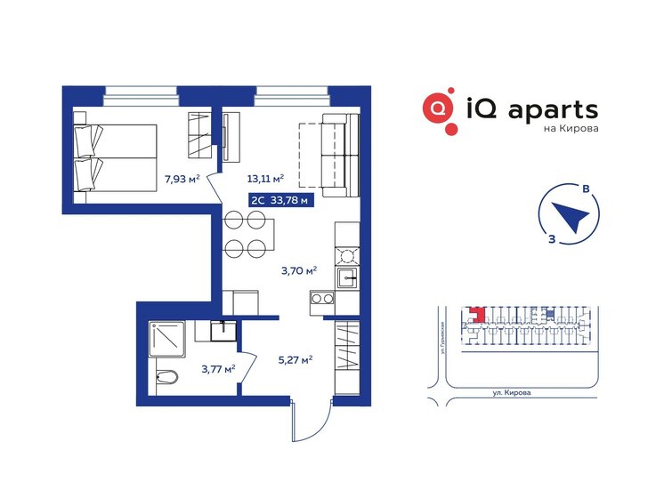 32,7 м², 2-комнатные апартаменты 6 490 000 ₽ - изображение 1