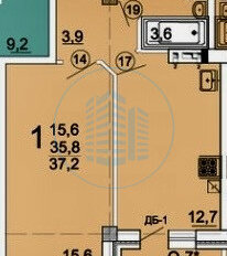 Квартира 36,7 м², 1-комнатная - изображение 3