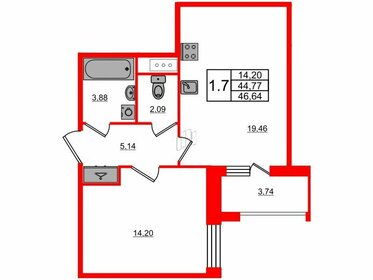 44,8 м², 1-комнатная квартира 10 850 099 ₽ - изображение 11