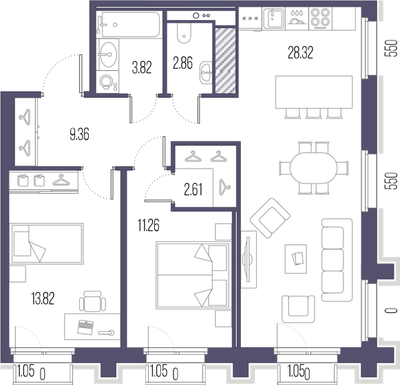 72,1 м², 2-комнатная квартира 27 883 350 ₽ - изображение 15