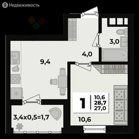 Квартира 28 м², 1-комнатная - изображение 1