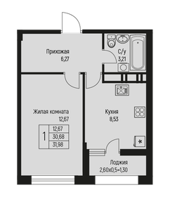 Квартира 32 м², 1-комнатная - изображение 1