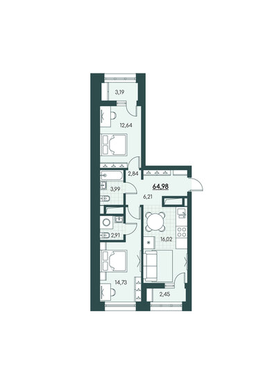 65 м², 2-комнатная квартира 5 400 000 ₽ - изображение 1