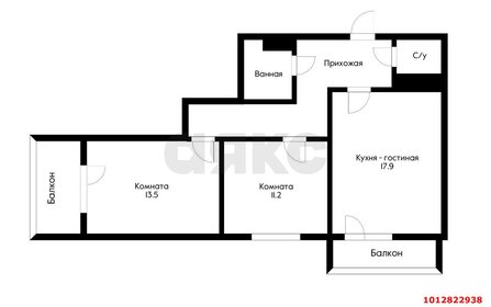 Квартира 62,7 м², 2-комнатная - изображение 1