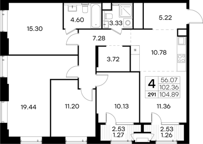 Квартира 104,9 м², 4-комнатная - изображение 1