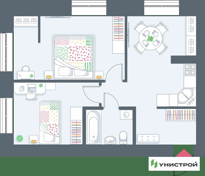 52,5 м², 2-комнатная квартира 9 300 000 ₽ - изображение 1