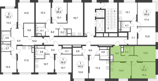 Квартира 56,4 м², 2-комнатная - изображение 2