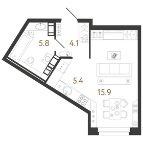 31,2 м², квартира-студия 11 815 727 ₽ - изображение 54