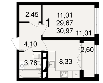 27,5 м², 1-комнатная квартира 3 400 000 ₽ - изображение 50