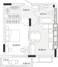 Квартира 42,8 м², 1-комнатная - изображение 1