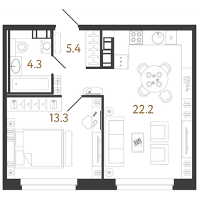 45,2 м², 1-комнатная квартира 16 507 456 ₽ - изображение 22