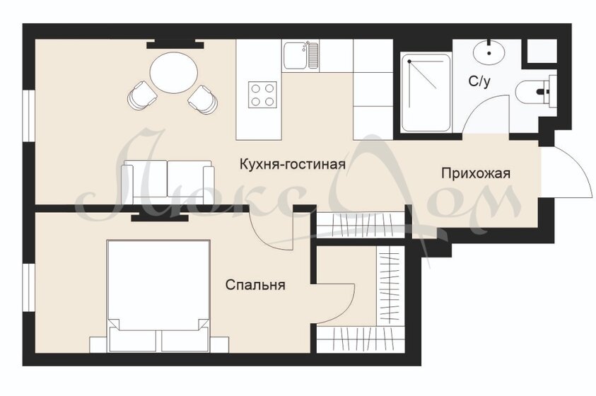 41,2 м², 1-комнатные апартаменты 40 900 000 ₽ - изображение 1