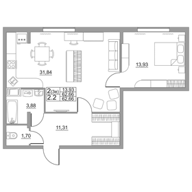 51 м², 2-комнатная квартира 6 000 000 ₽ - изображение 78