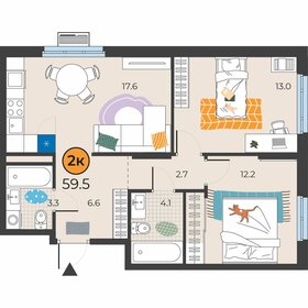 59,7 м², 2-комнатная квартира 8 253 466 ₽ - изображение 8