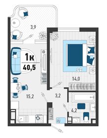 44,8 м², 1-комнатная квартира 12 000 000 ₽ - изображение 8
