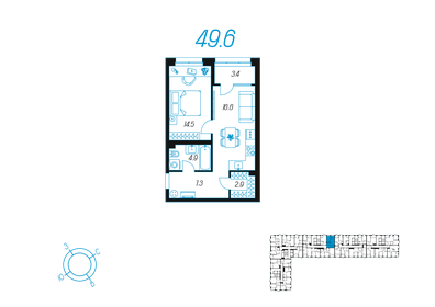 50 м², 1-комнатная квартира 8 299 000 ₽ - изображение 38