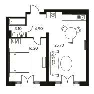 49,8 м², 2-комнатные апартаменты 18 916 400 ₽ - изображение 1