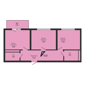 Квартира 63 м², 2-комнатная - изображение 2