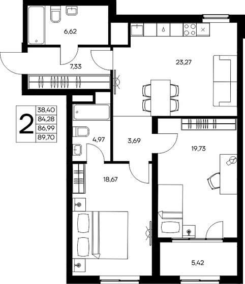 68,4 м², 3-комнатная квартира 11 990 000 ₽ - изображение 52