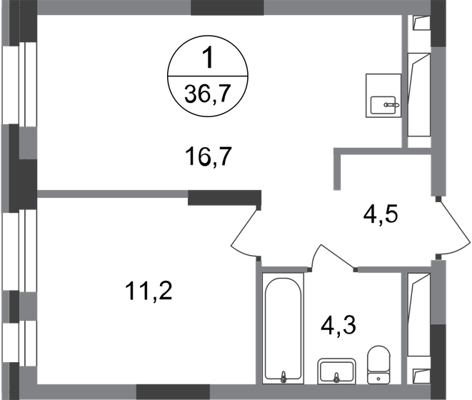 36,7 м², 1-комнатная квартира 9 525 926 ₽ - изображение 1