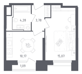 Квартира 34,4 м², 1-комнатные - изображение 1