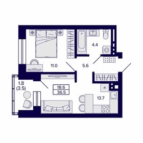 43,8 м², 1-комнатная квартира 5 970 000 ₽ - изображение 89