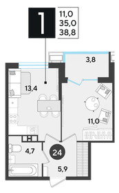 37,9 м², 1-комнатная квартира 7 053 191 ₽ - изображение 18