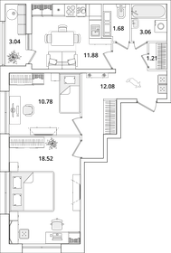 Квартира 60,7 м², 2-комнатная - изображение 1