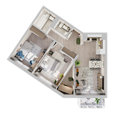 Квартира 63,7 м², 2-комнатная - изображение 2