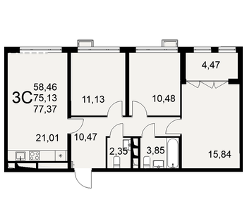 79 м², 3-комнатная квартира 9 300 000 ₽ - изображение 46