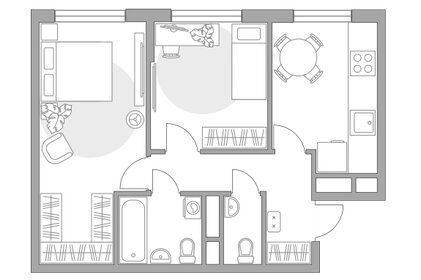 Квартира 48,5 м², 2-комнатная - изображение 1