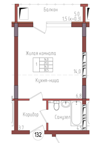 Квартира 30,5 м², 1-комнатная - изображение 1