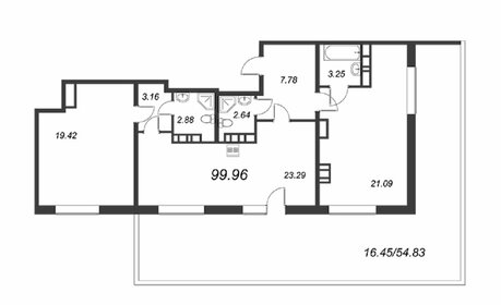 Квартира 98,7 м², 2-комнатная - изображение 1