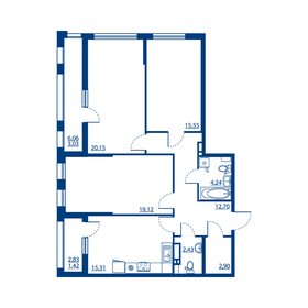 Квартира 96,9 м², 3-комнатная - изображение 1