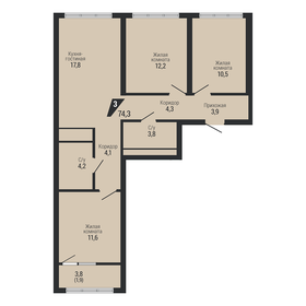 Квартира 74,3 м², 3-комнатная - изображение 2