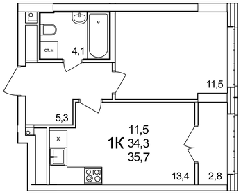 35,7 м², 1-комнатная квартира 4 498 200 ₽ - изображение 55