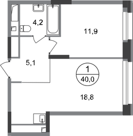 Квартира 40 м², 1-комнатная - изображение 1