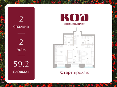 Квартира 59,2 м², 2-комнатная - изображение 1