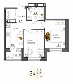 Квартира 42,8 м², 2-комнатная - изображение 1