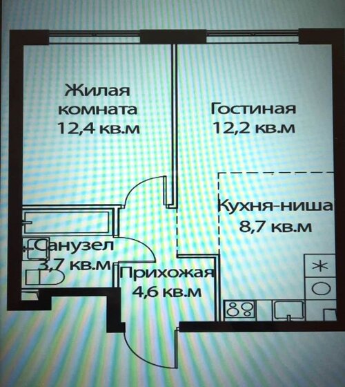 41,7 м², 1-комнатная квартира 5 900 000 ₽ - изображение 1