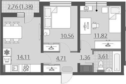 Квартира 47,6 м², 2-комнатная - изображение 5