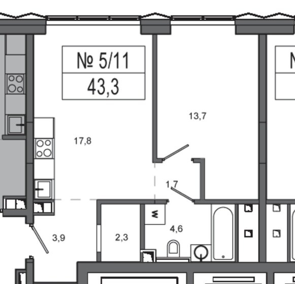 43,3 м², 2-комнатная квартира 16 390 000 ₽ - изображение 1